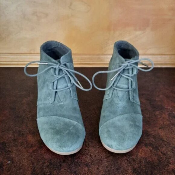 Green suede wedge heel booties - TOMS brand - Picture 3 of 9